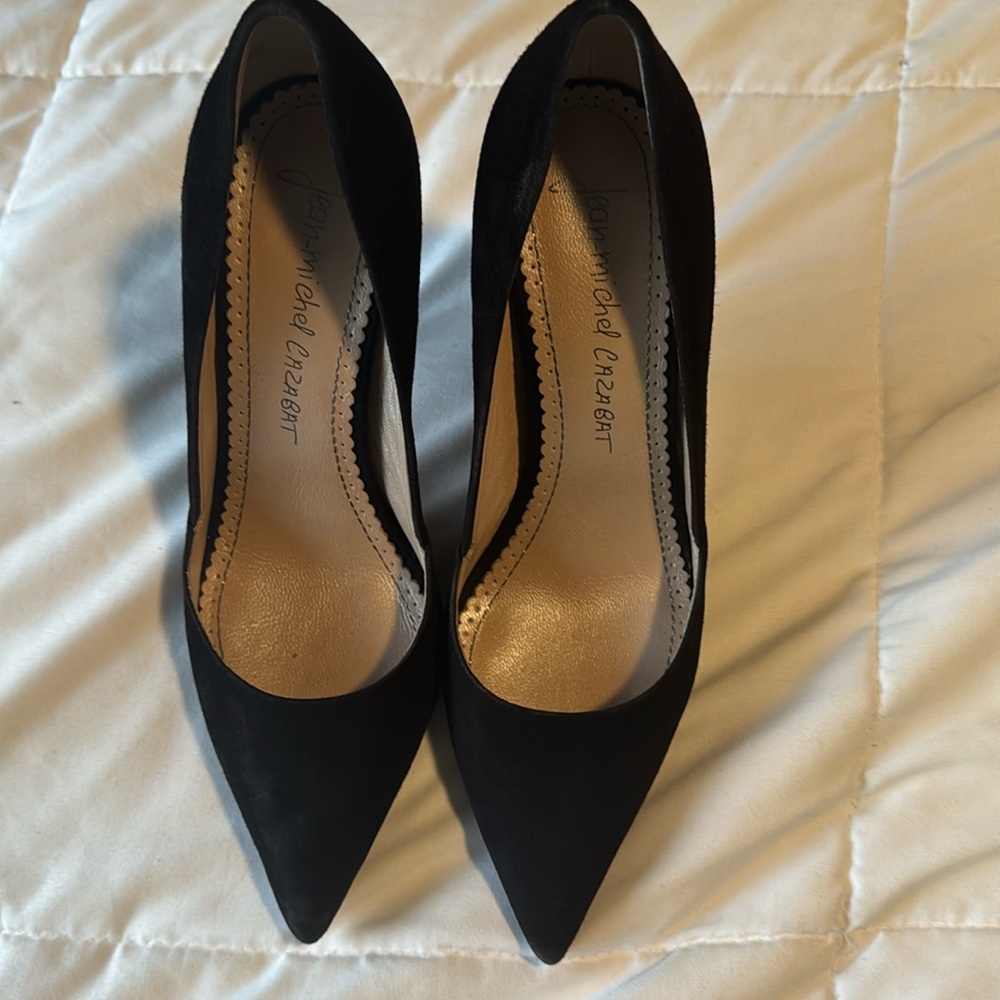 Black suede heels
